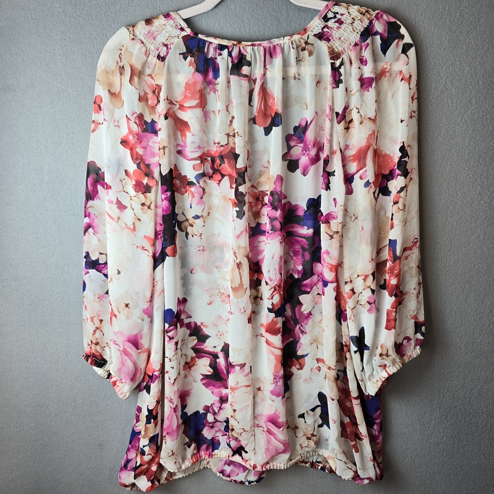 Lane Bryant Plus Size 18/20 Sheer Floral Blouse - Picture 2 of 9